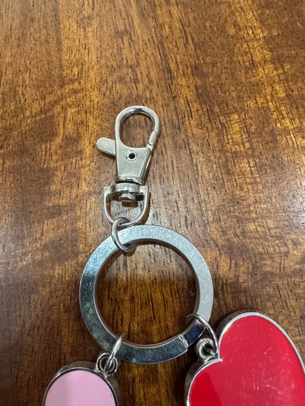 Y2k Pink Mickey-Style Charm Keychain with Red Heart Accent